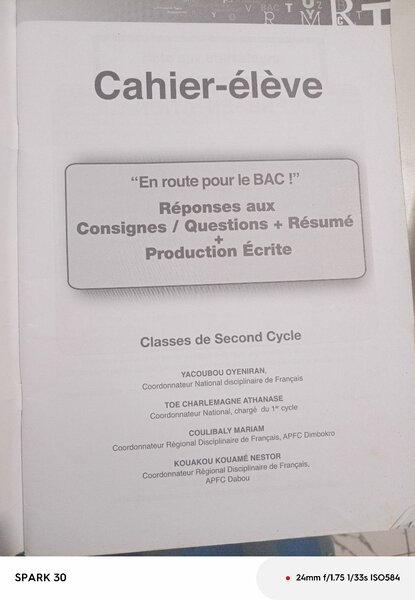 Cahier Élève Préparation BAC