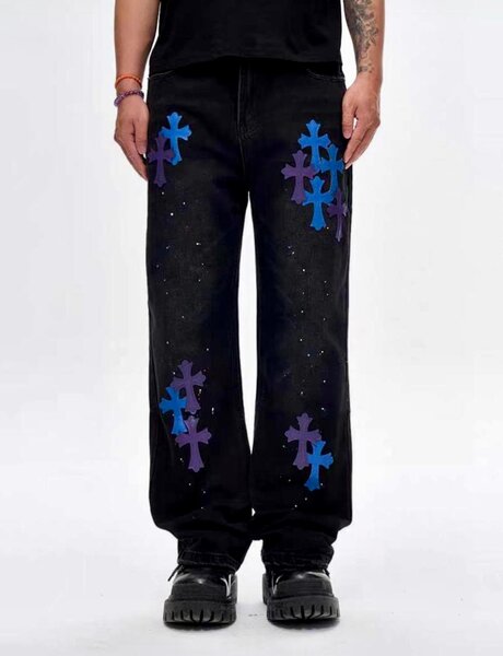 Jeans baggy avec croix