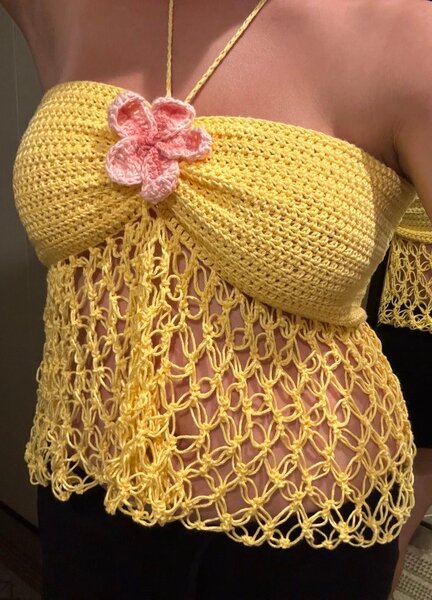 Top crochet boho femme