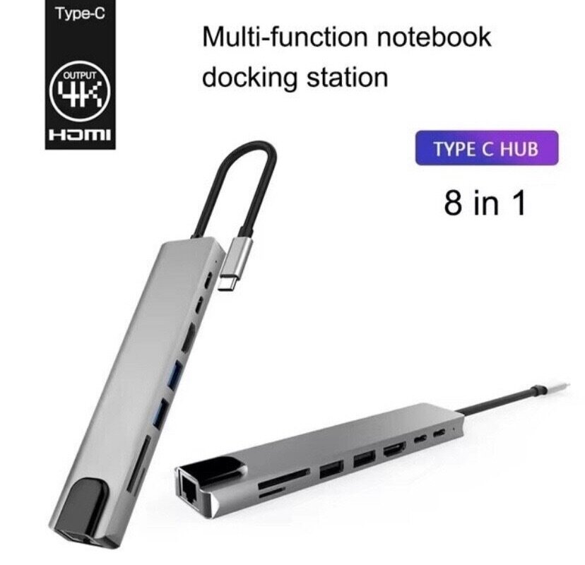 8 in 1 Multi-function notebook docking station (Type- C hub)