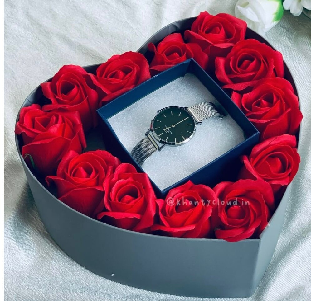 Montre cadeau avec roses