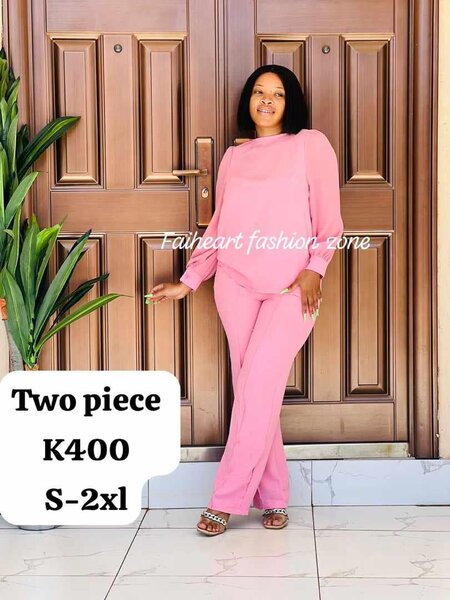 Women's pink suit, long-sleeved tunic and trousers   S-2xl