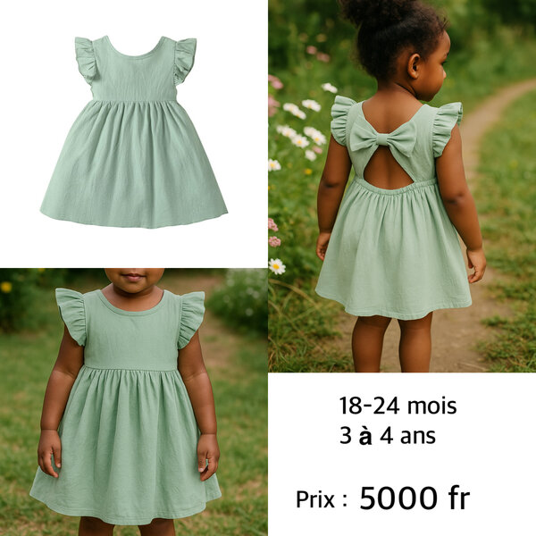 Robe Verte Enfant Coton