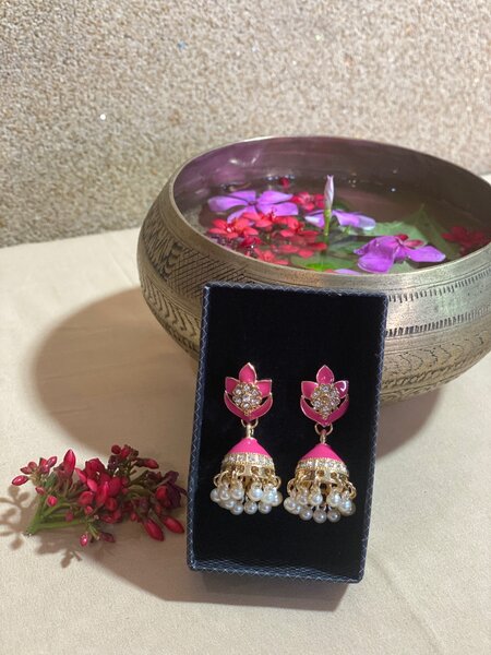 Pink Indian Menakari Jhumki