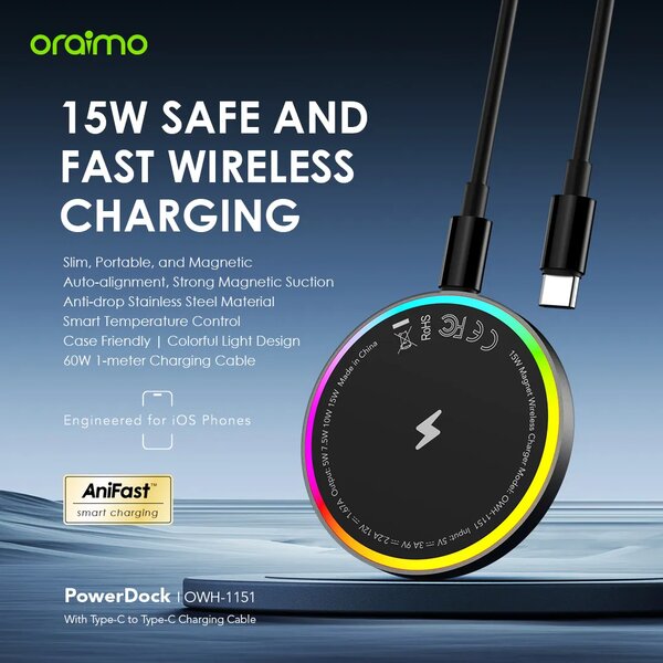 ORAIMO POWER DOCK 15W Magnetic Wireless Charging Pad