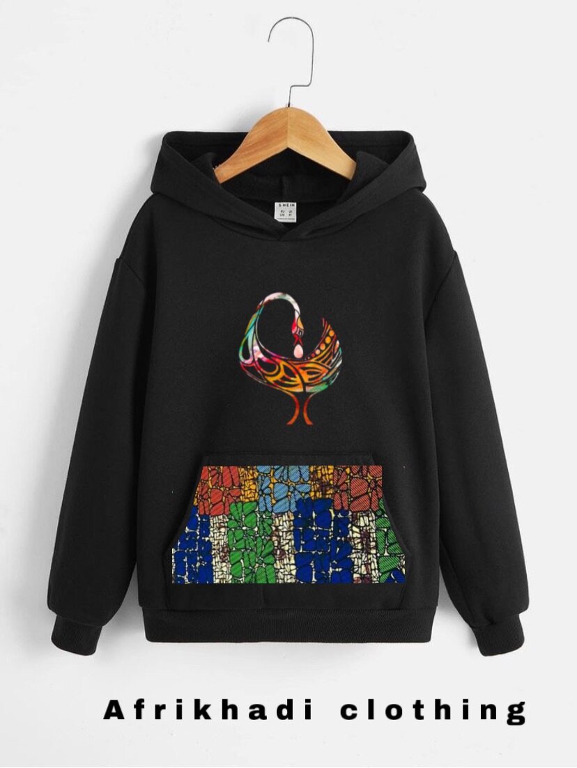Hoodie with a touch of African print fabric.