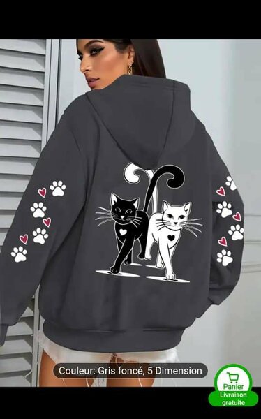 Sweat à Capuche Chats Amoureux