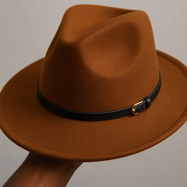 Chapeau Fedora en feutre marron
