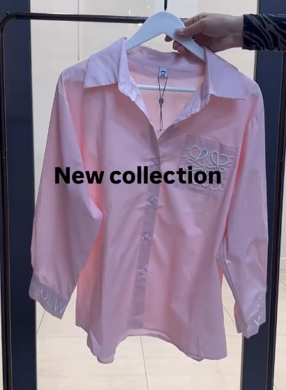 Розовая женская рубашка 