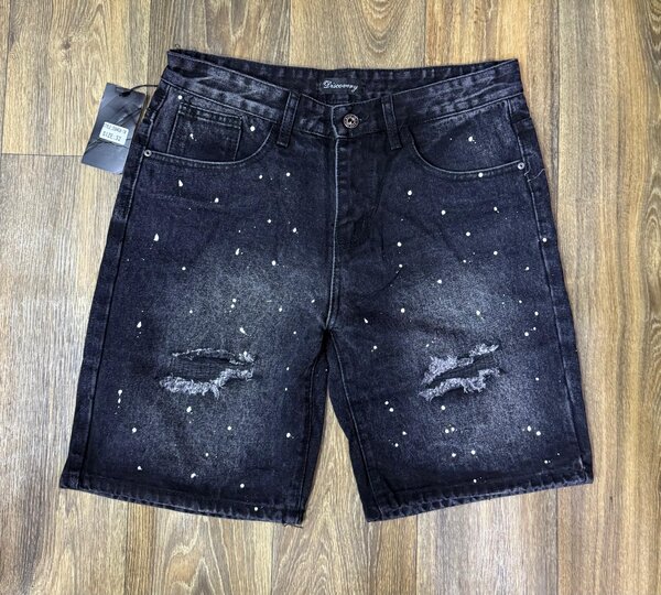Shorts en jean noir déchiré