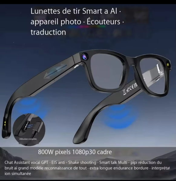 Lunettes intelligentes avec caméra HD