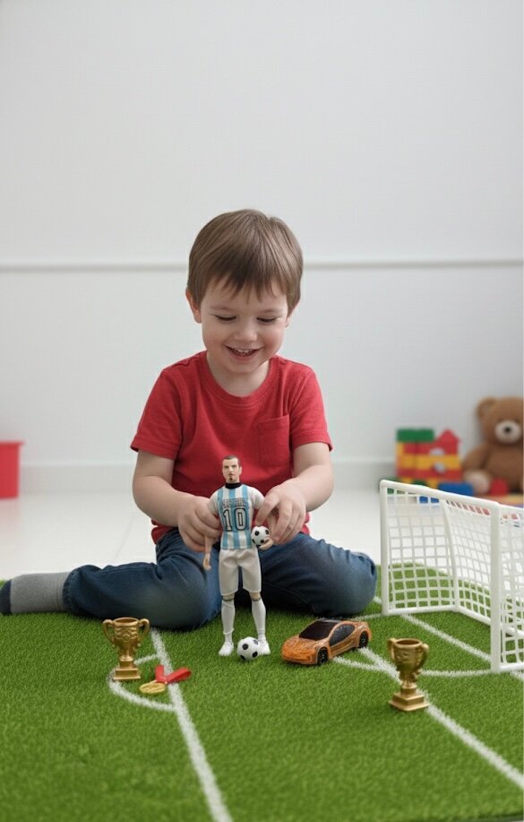 Figurine de footballeur avec accessoires