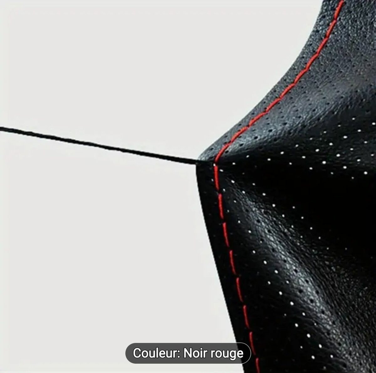 Couvre-volant cuir noir rouge