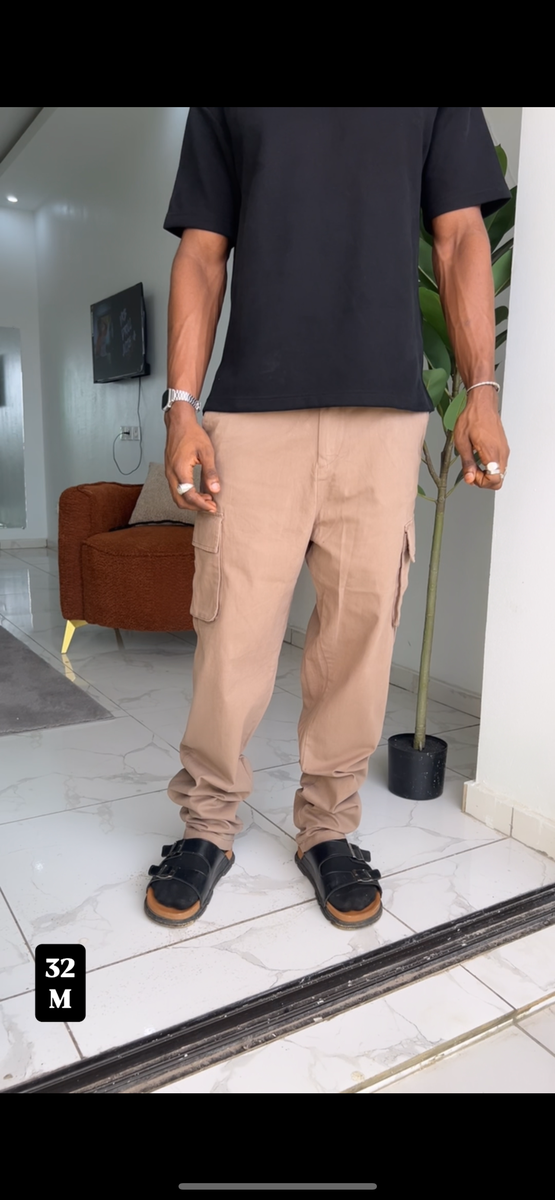 Pantalon cargo beige homme