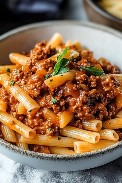 Pâtes penne viande hachée