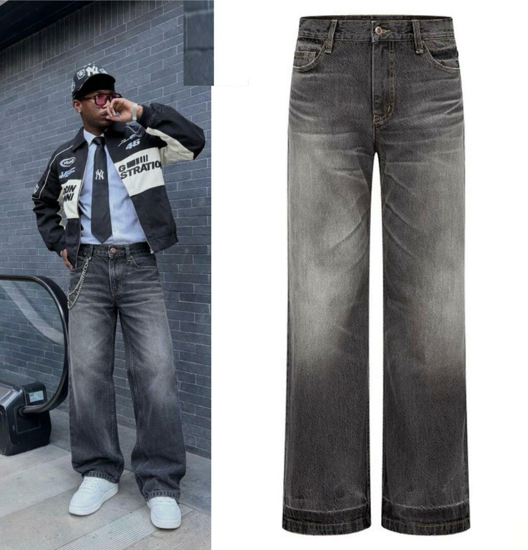 Jean ample brodé homme