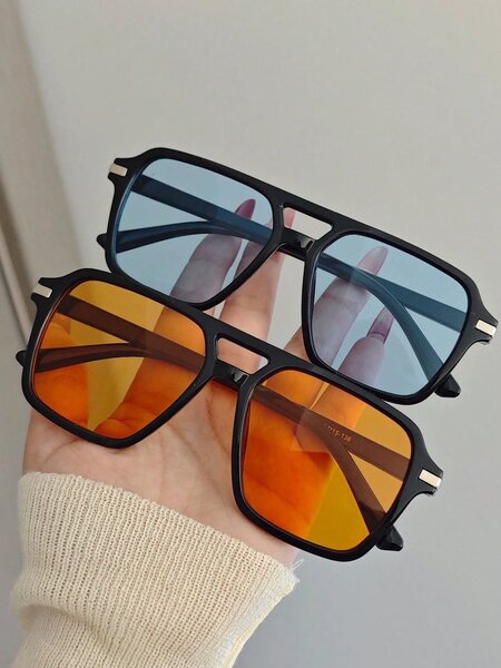 Lunette de soleil unisexes rétro à monture carrée