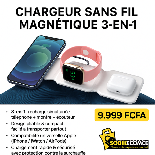 Chargeur 3-en-1 Magnétique Sans Fil