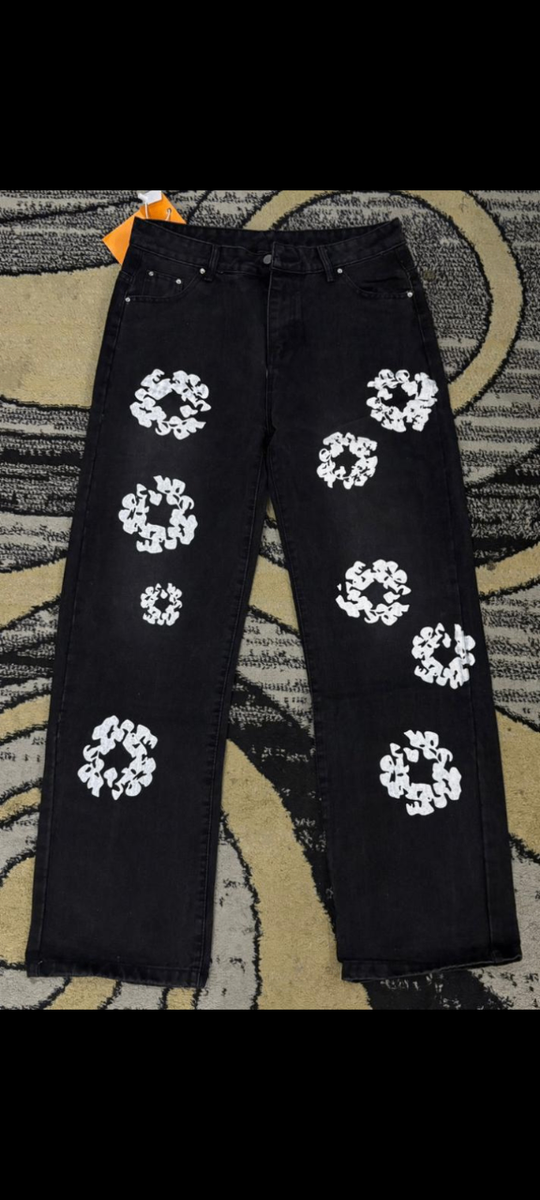 Jeans tendance à motifs floraux