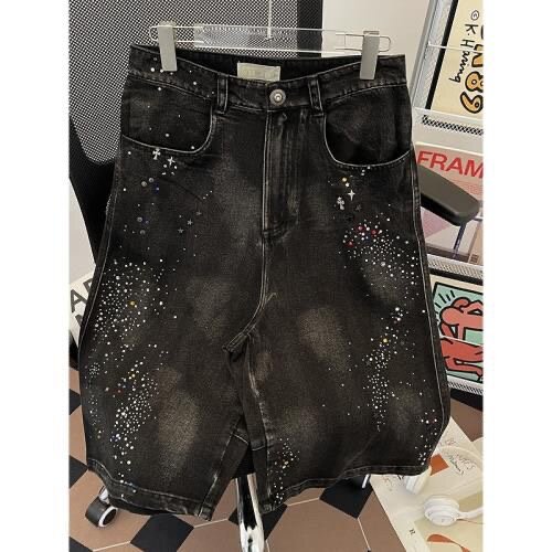 Jupe en jean noir à paillettes