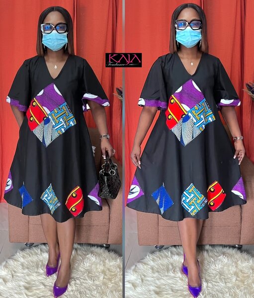 Robe évasée imprimée colorée