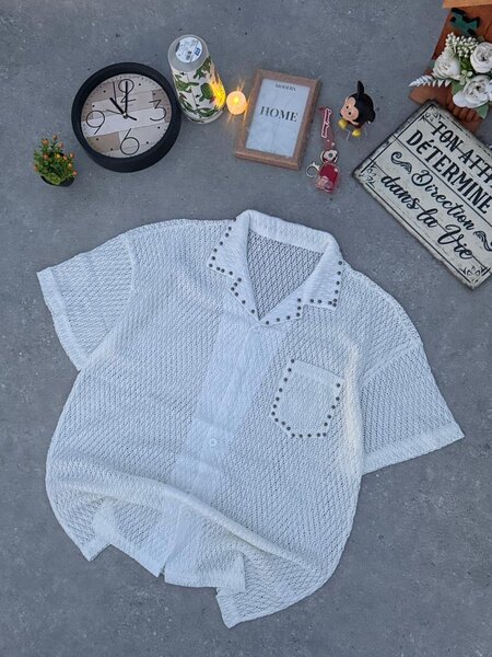 Chemise en crochet blanc