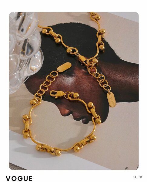 COLLIER + BRACELET OR PLAQUÉ 18K "VOGUE"