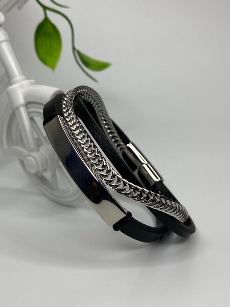 Modern Leather Steel Bracelets
