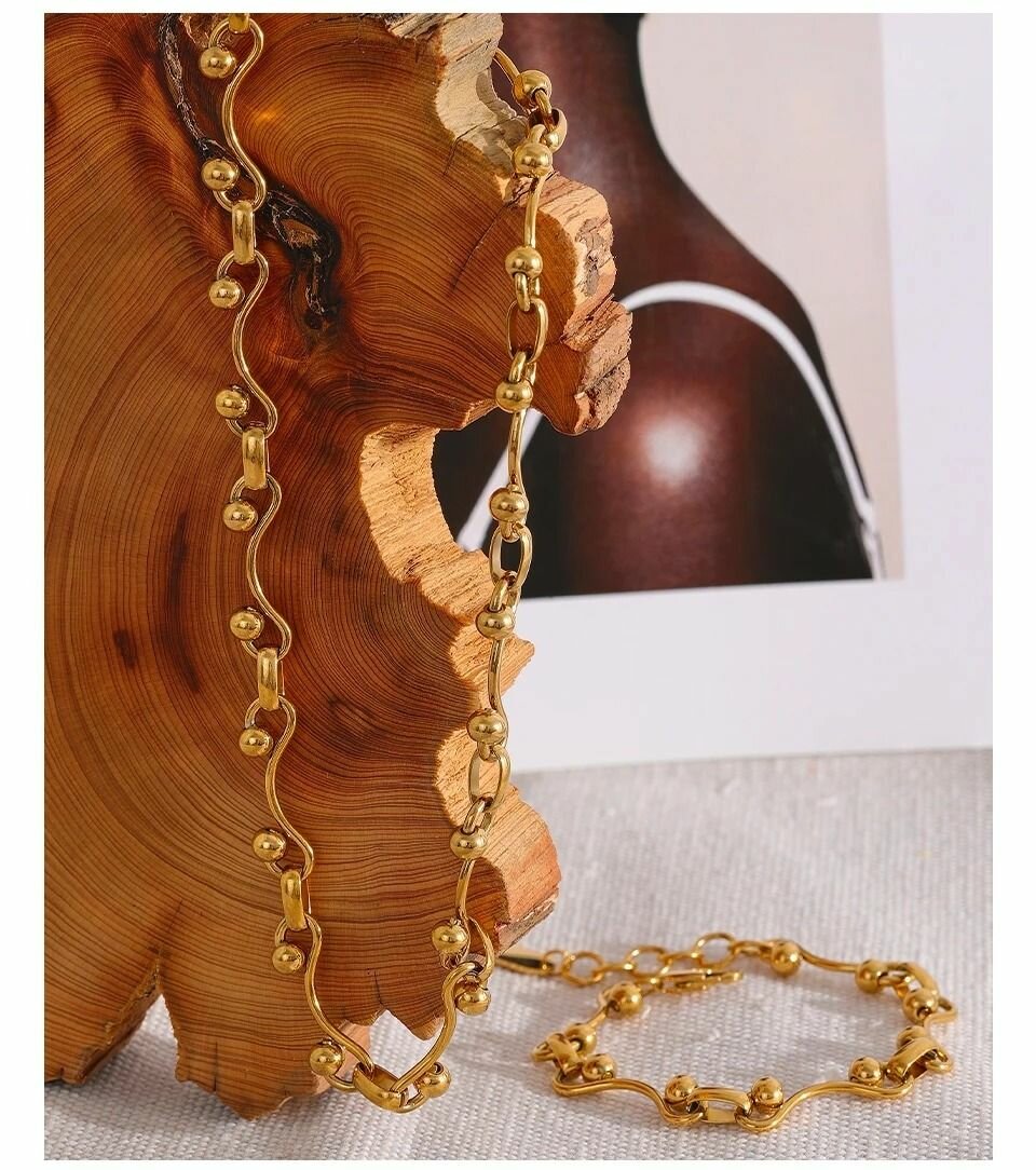 COLLIER + BRACELET OR PLAQUÉ 18K "VOGUE"