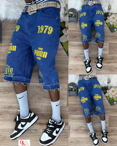 Bermuda en jean imprimée