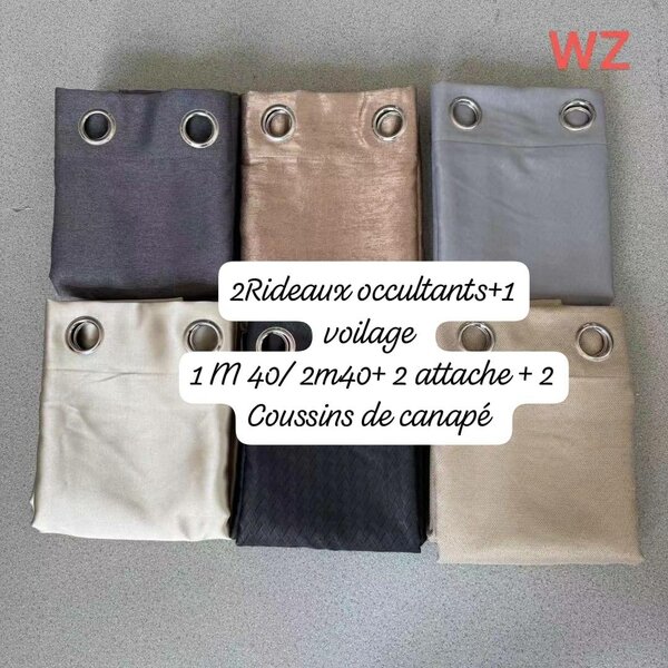 2Rideaux occultants+1 voilage