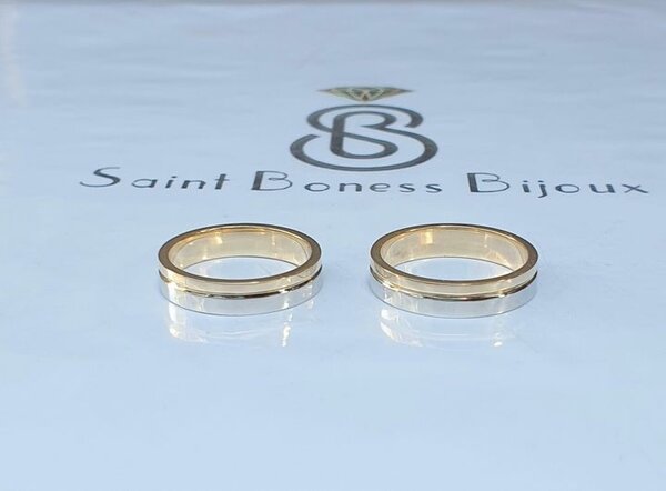 Bague alliance deux or ( Or jaune Or blanc ) 18k