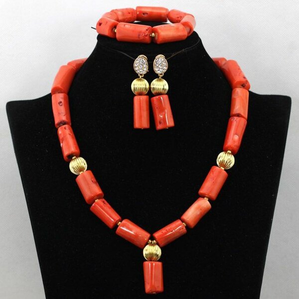 Coral beaded Set