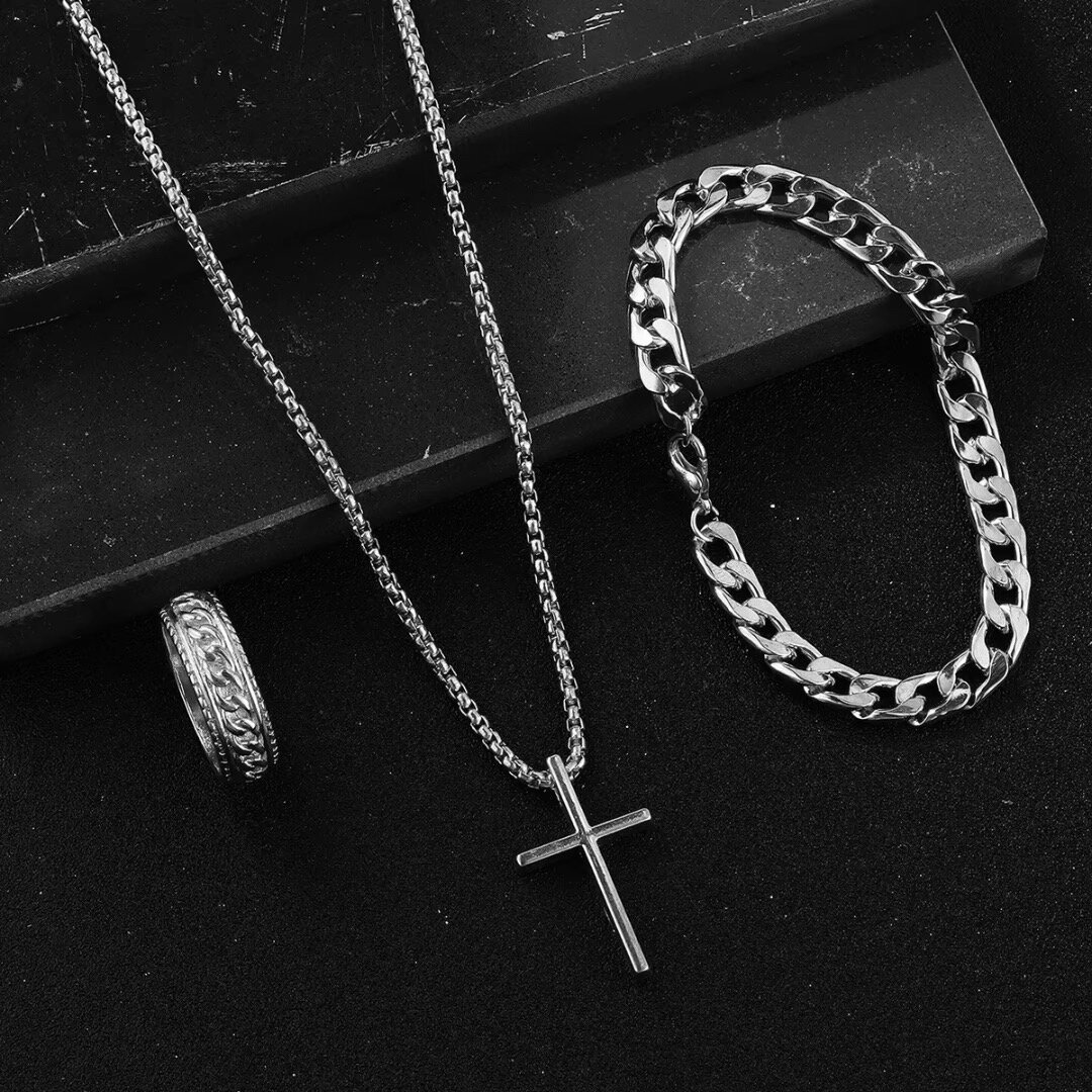 Set bijoux croix hommes