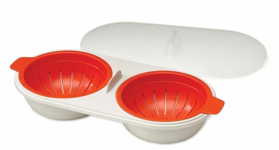 MICROWAVE EGG POACHER COOKWARE DOUBLE CUP EGG BOILER
