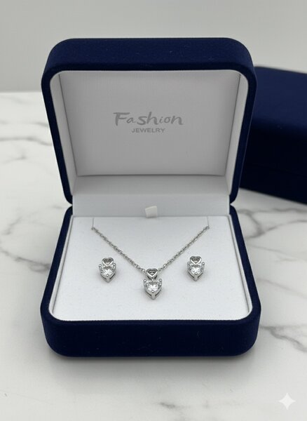 Parure Collier Boucles Cœur