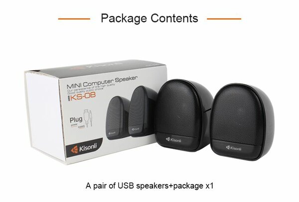 Kisonli Computer Speaker KS-08 Mini USB Wired Speaker PC