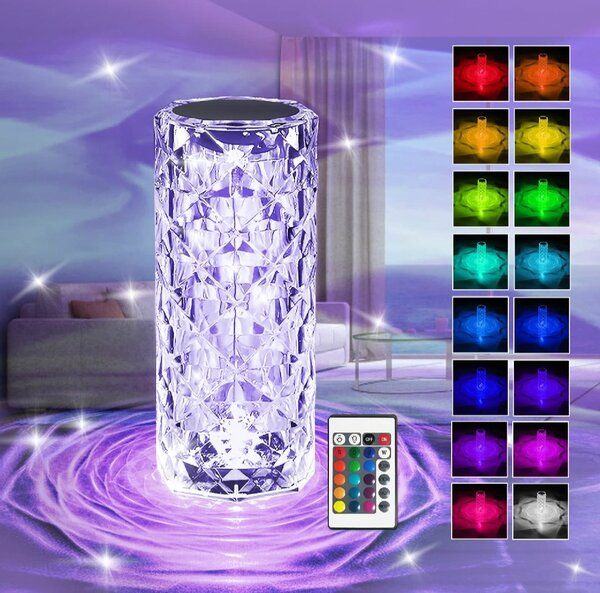 Crystal lamp 16 colors remote control sensor technology
