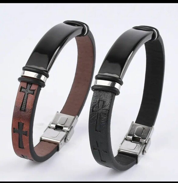 Bracelet en cuir croix élégante