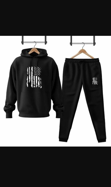 Men's printed hoodie track suit