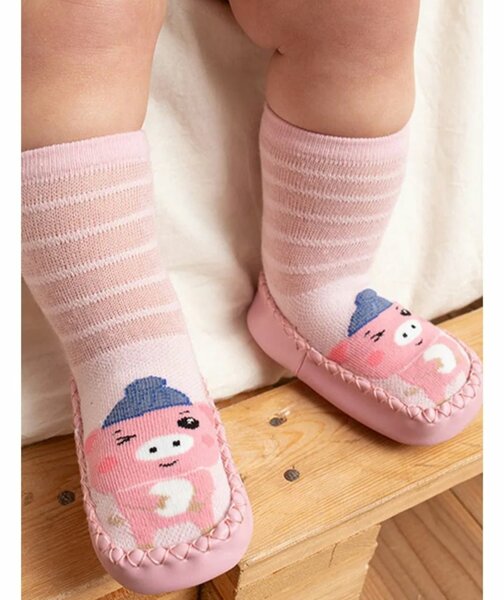 Chaussons bébé douillets rose