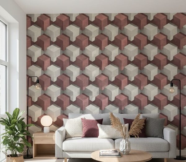 peint à motif géométrique 3D.