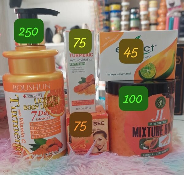 Tumeric lighten body cream and serum + tumeric soap