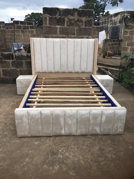 Double bed frame with side drawers