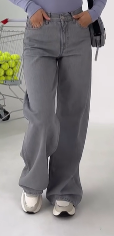 Прямые свободные джинсы ZARA серые