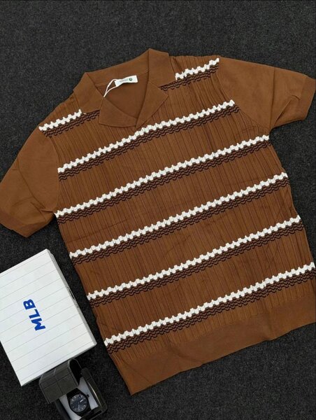 Polo vintage rayé marron