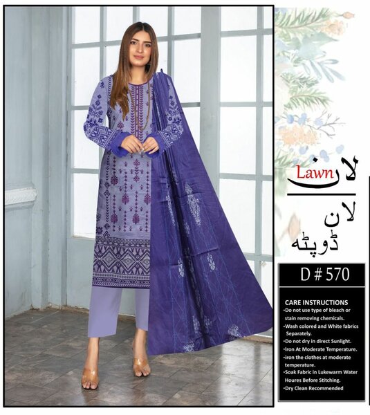 Lawn sequence embroidery unstitch 3 pc 18 design available