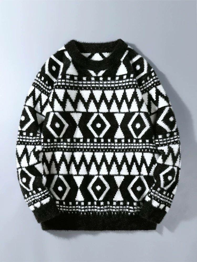 Pull en laine motif géométrique