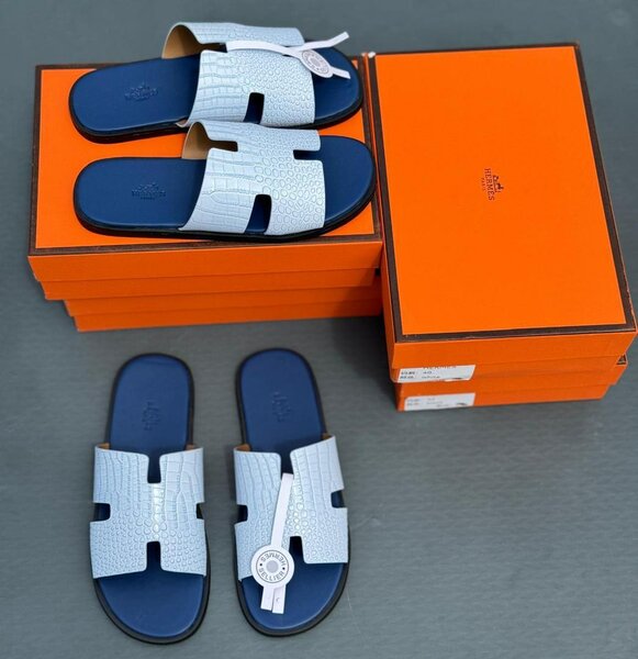 Tongs de luxe en cuir pour hommes