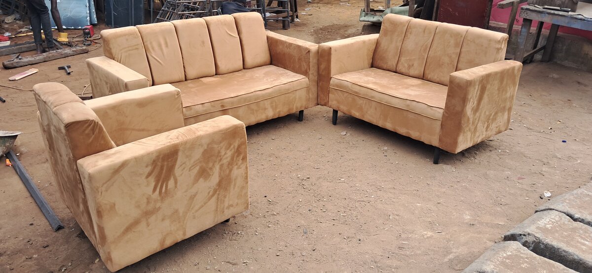 Salon en velours beige